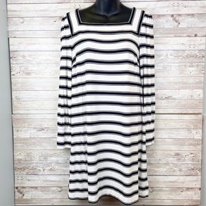 LOFT Striped Long Sleeve Casual Sheath Mini Dress